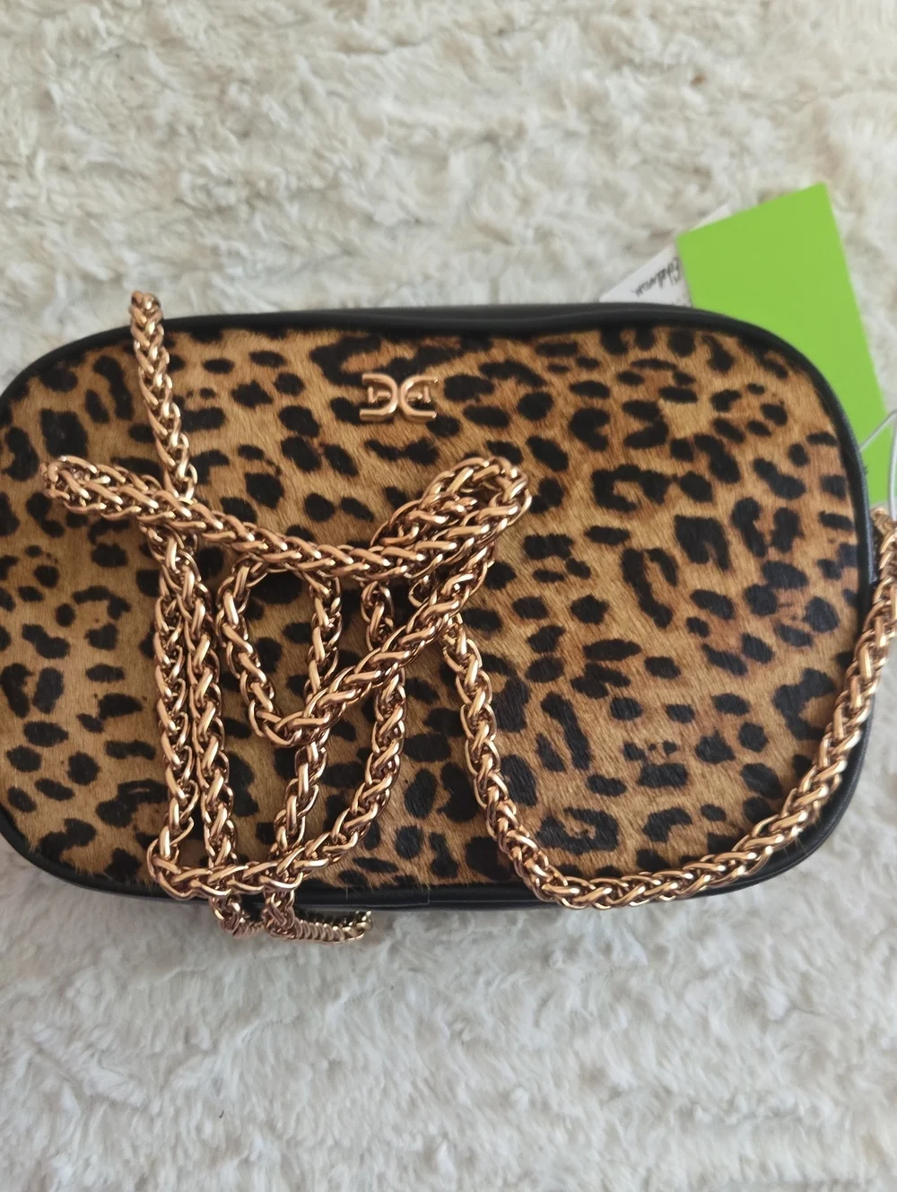 Sam Edelman 100% Calf Hair Crossbody with Gold Chain Strap